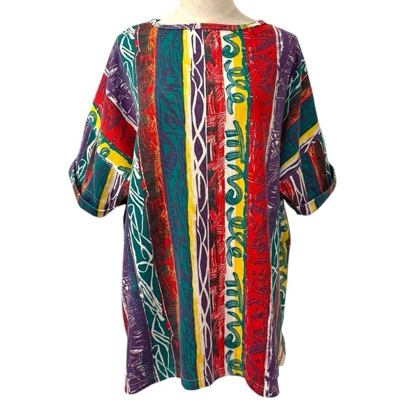Vintage Headliners for Women Oversized Shirt 80s Geometric Abstract Print XXL - Picture 2 of 5